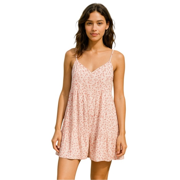 Old Navy Women’s Size L Pink Floral Rayon Spaghetti Strap Sundress Boho - Picture 1 of 10